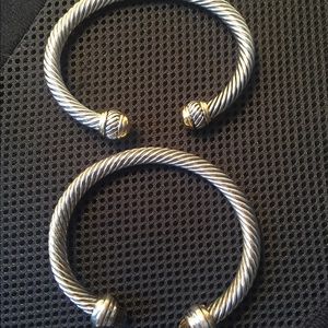 Set of 2 stainless steel rope cuff bracelets